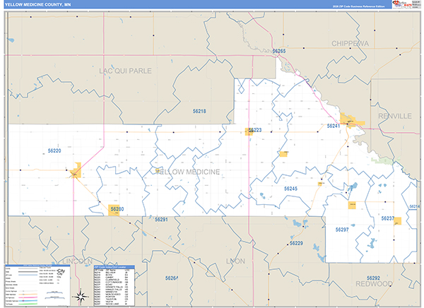 Yellow Medicine County, MN Zip Code Map